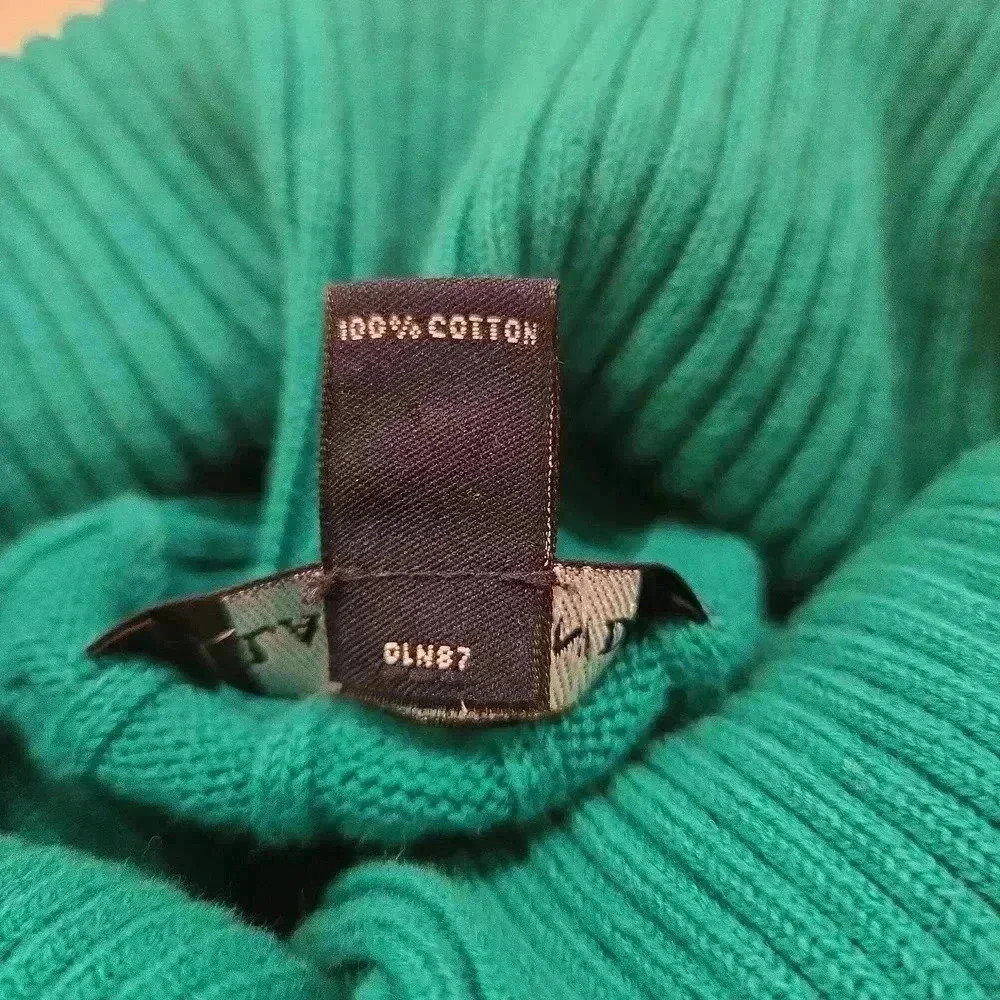 Lands End Cotton Cable Knit Cowl Neck Sweater Green Womens Size XL - Picture 6 of 10